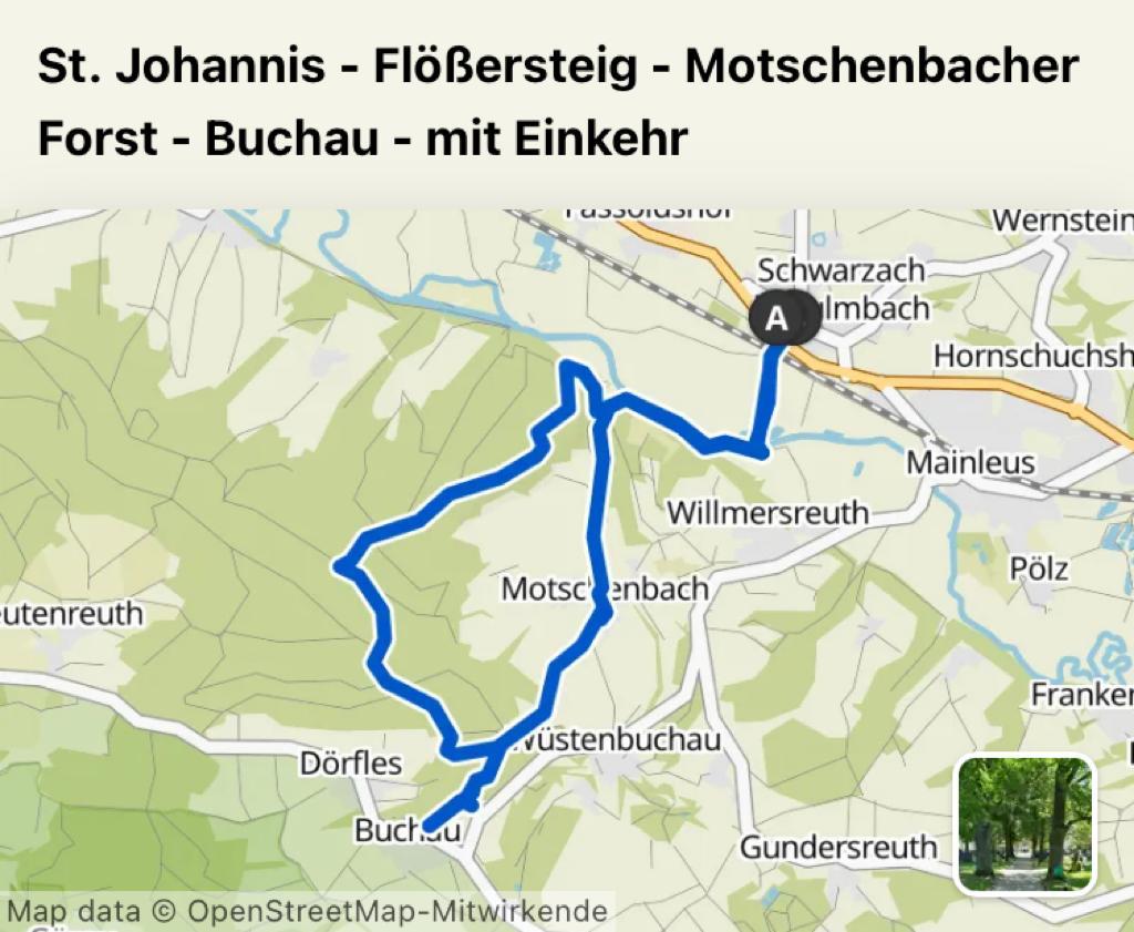 St. Johannis - Flößersteig - Motschenbacher Forst - Buchau - mit Einkehr