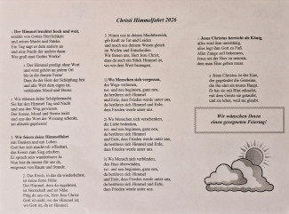 Liedblatt Himmelfahrt Veitlahm Kulturscheune